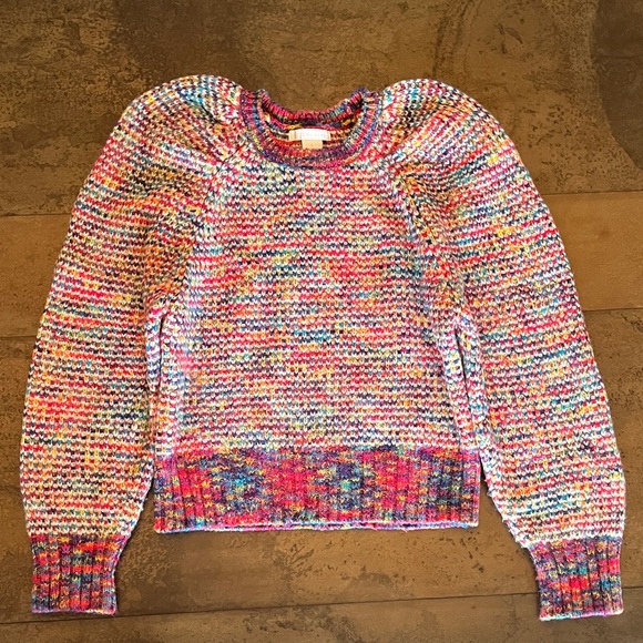 Design History Sweaters - Worn 1x Design History Puff-Shoulder Multicolor Knit Women's Sweater